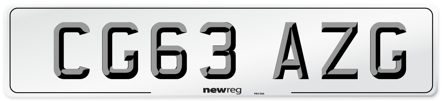 CG63 AZG Number Plate from New Reg